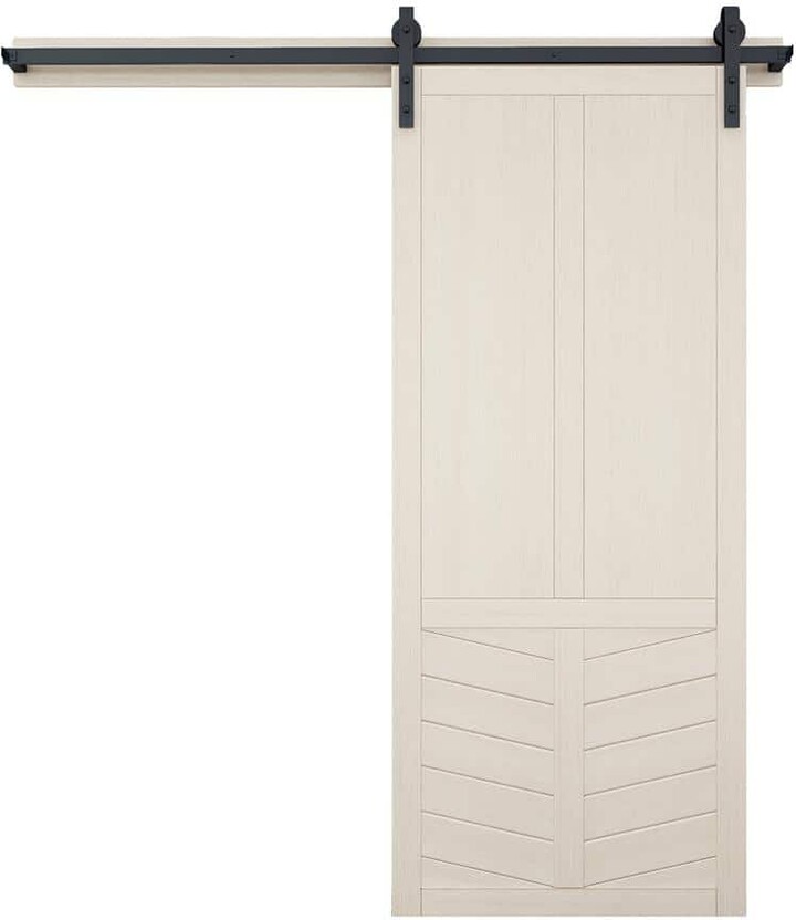 VeryCustom 42 in. x 84 in. The Robinhood Parchment Wood Sliding Barn Door with Hardware Kit