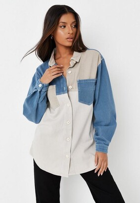 colour block denim shirt