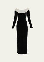 Thumbnail for your product : Monique Lhuillier Velvet Off-the-Shoulder Illusion Gown
