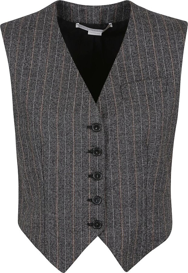 Stella McCartney Charcoal Pinstripe Cropped Waistcoat - ShopStyle Vests