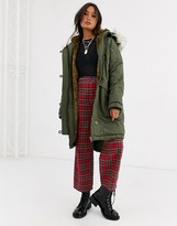 Thumbnail for your product : ASOS DESIGN luxe parka with faux fur trim in khaki
