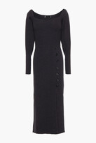 Thumbnail for your product : Sandro Madine button-embellished mélange ribbed-knit midi dress