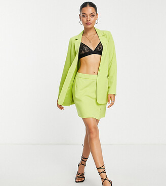 Vero Moda Petite tailored suit mini skirt co-ord in lime ShopStyle