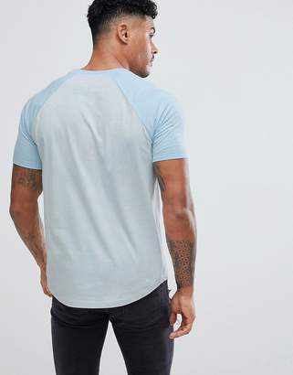 ASOS DESIGN raglan t-shirt with curve hem