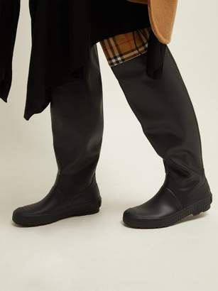 Burberry Freddie Vintage Check Rain Boots - Womens - Black Beige