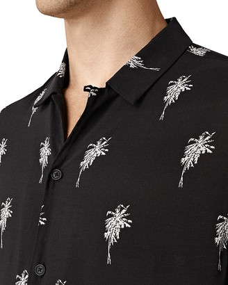 AllSaints Archo Palm Short Sleeve Slim Fit Button-Down Shirt