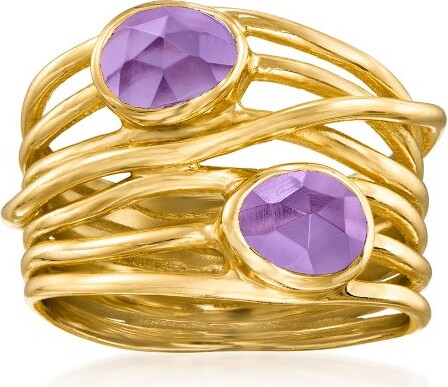 Ross-Simons Ross-Simons1.30ct.t.w.AmethystHighwayRingin18ktGoldOverSterlingSize7