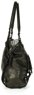 Vince Camuto Black Gray Green Leather Flap Front Crossbody Handbag