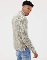 Thumbnail for your product : ASOS Design DESIGN Tall heavyweight fisherman rib roll neck jumper in oatmeal