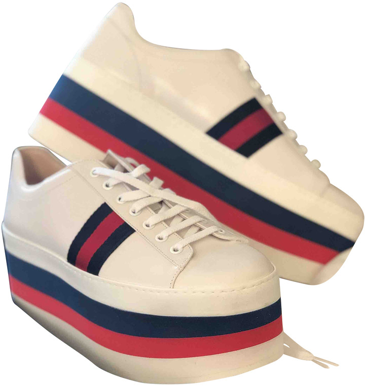 Gucci Peggy White Leather Trainers - ShopStyle