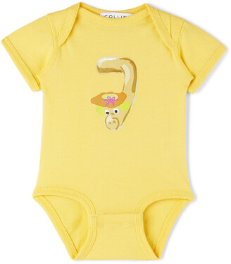 Collina Strada SSENSE Exclusive Baby Yellow Worm Printed Bodysuit