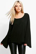 Thumbnail for your product : boohoo Eliza Lace Up Woven Long Sleeve Top