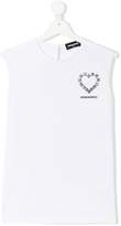 Thumbnail for your product : DSQUARED2 Kids studded heart logo tank top