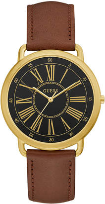 GUESS Women Brown Leather Strap Watch 41mm