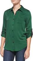 Thumbnail for your product : Alice + Olivia Piper Leather-Tab Collared Blouse