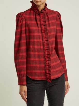 Etoile Isabel Marant Dules Ruffle Collar Cotton Shirt - Womens - Red