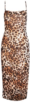 boohoo Leopard Mesh Slip Dress