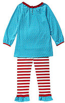 Thumbnail for your product : Rare Editions 2T-6X Santa & Friends Dotted Top & Striped Leggings Set