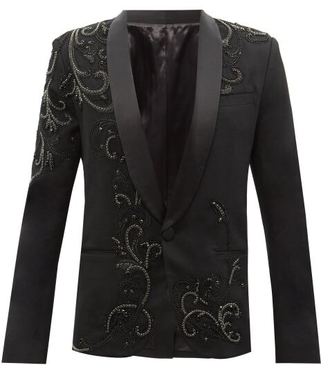 Balmain Crystal-embellished Wool-blend Tuxedo Jacket - Black - ShopStyle  Suits