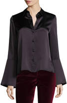 Thumbnail for your product : Alice + Olivia Myrtle Trumpet-Sleeve Button-Front Satin Blouse