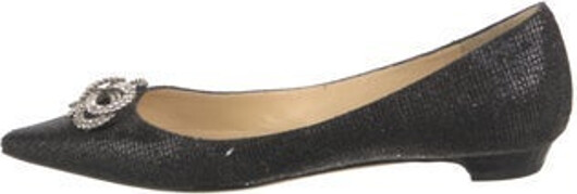 Jimmy Choo Glitter Ballet Flats Black Pointed-Toes