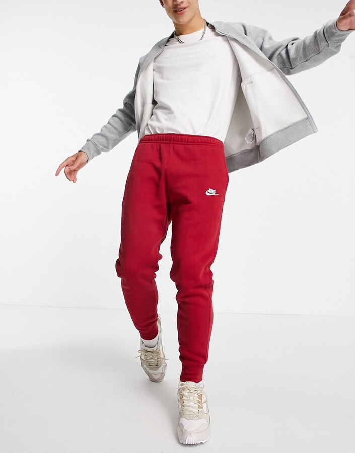 Nike Club cuffed sweatpants in burgundy - ShopStyle Activewear Pants