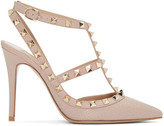 Valentino - Chaussures à talons hauts taupe Rockstud Cage
