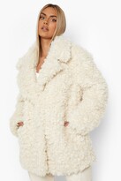 Thumbnail for your product : boohoo Plus Teddy Faux Fur Collared Coat
