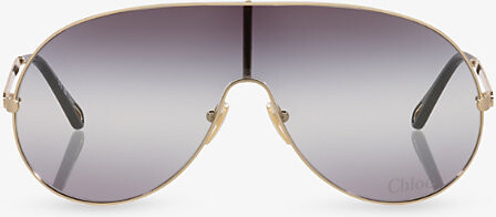 Chloé Womens Gold Ch0283S Pilot-Frame Metal Sunglasses