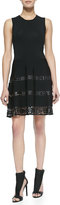 Thumbnail for your product : Parker Laser-cut Leather Fit-And-Flare Dress, Black