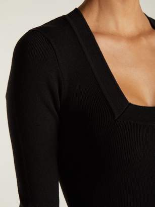 KHAITE Daisy Square Neck Wool Bodysuit - Womens - Black