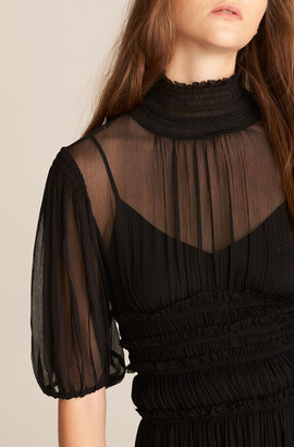 Rebecca Taylor Short Sleeve Silk Chiffon Dress