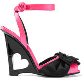 Thumbnail for your product : Prada Bow-embellished Satin Wedge Sandals