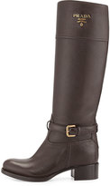 Thumbnail for your product : Prada Pebbled Logo Knee Boot