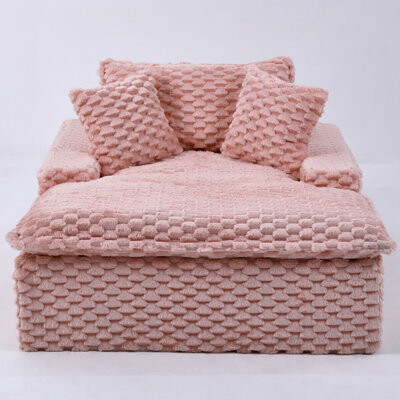 Latitude Run 51 - Inch Comfort Bearing Single With Two Pillows And One , Suitable For Bedroom Living Room, Turtle Fleece Fabric, Pink Color, Sponge Filling, Modern