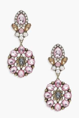boohoo Statement Floral Diamante Earrings