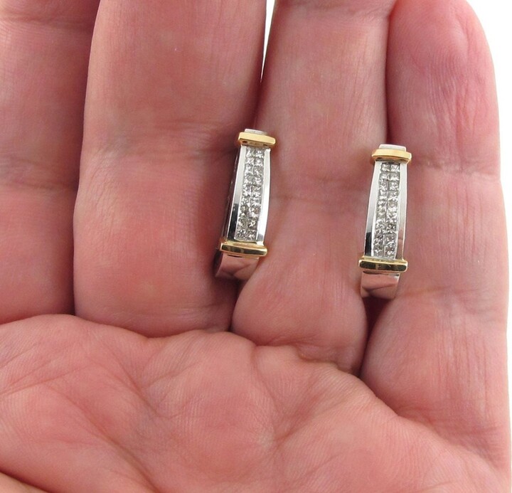 Etsy 14K Yellow & White Gold Diamond Hoop Earrings 0.50 Carat