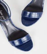 Thumbnail for your product : New Look Faux Croc Flared Block Heel Sandals