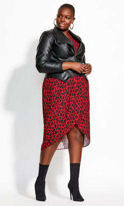 City Chic Red Leopard Dress - red