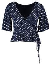 Thumbnail for your product : boohoo Petite Polka Dot Wrap Frill Sleeve Blouse