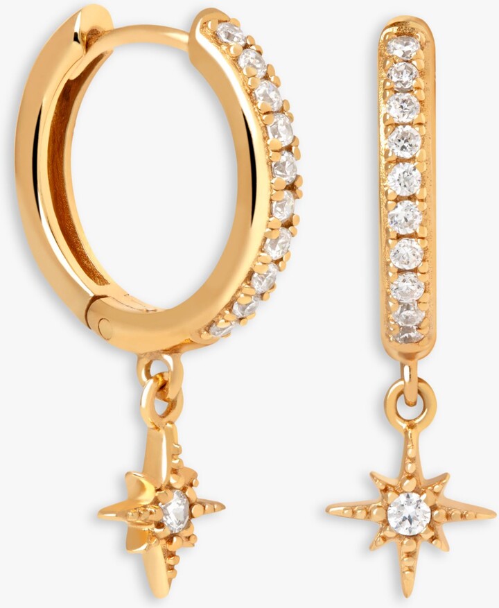 Astrid & Miyu Crystal Star Hoop Drop Earrings - ShopStyle