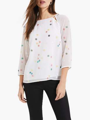 Phase Eight Evie-Rose Sequin Blouse, Ivory/Multi