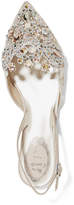 Thumbnail for your product : Rene Caovilla Crystal-embellished Lace And Ayers Point-toe Flats - Beige