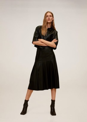 MANGO Faux-leather pleated skirt