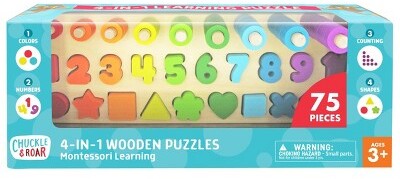 Chuckle & Roar Montessori Shapes & Numbers Learning Puzzle 76pc
