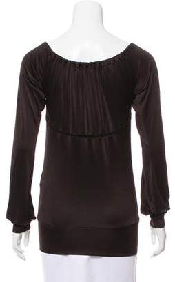 CNC Costume National Long Sleeve Tie-Accented Top