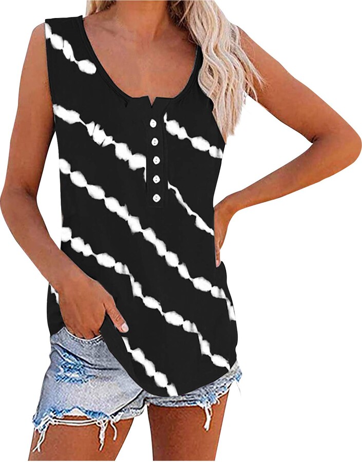GOSOPIN Women Stripes Knitted Tank Vest Top Summer Sleeveless Blouse S-XXL