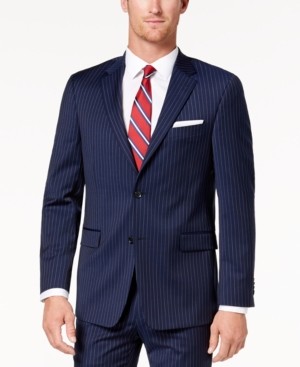 Tommy Hilfiger Men's Modern-Fit Th Flex Stretch Navy Pinstripe Suit Jacket