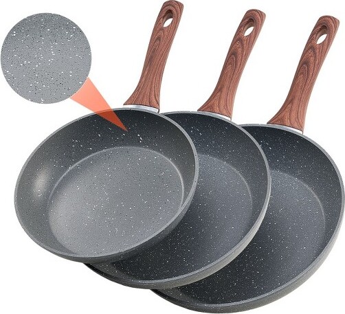 SUGIFT NonstickFryingPanSkilletSet3-PieceAluminumEggFryPans(9.5/11/12\