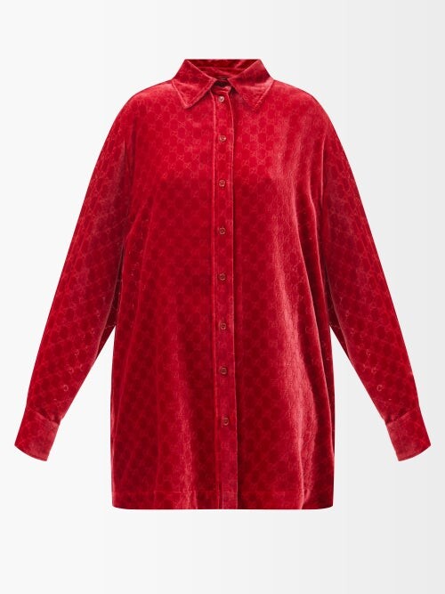 Gucci GG Devoré-velvet Shirt - Red - ShopStyle T-shirts